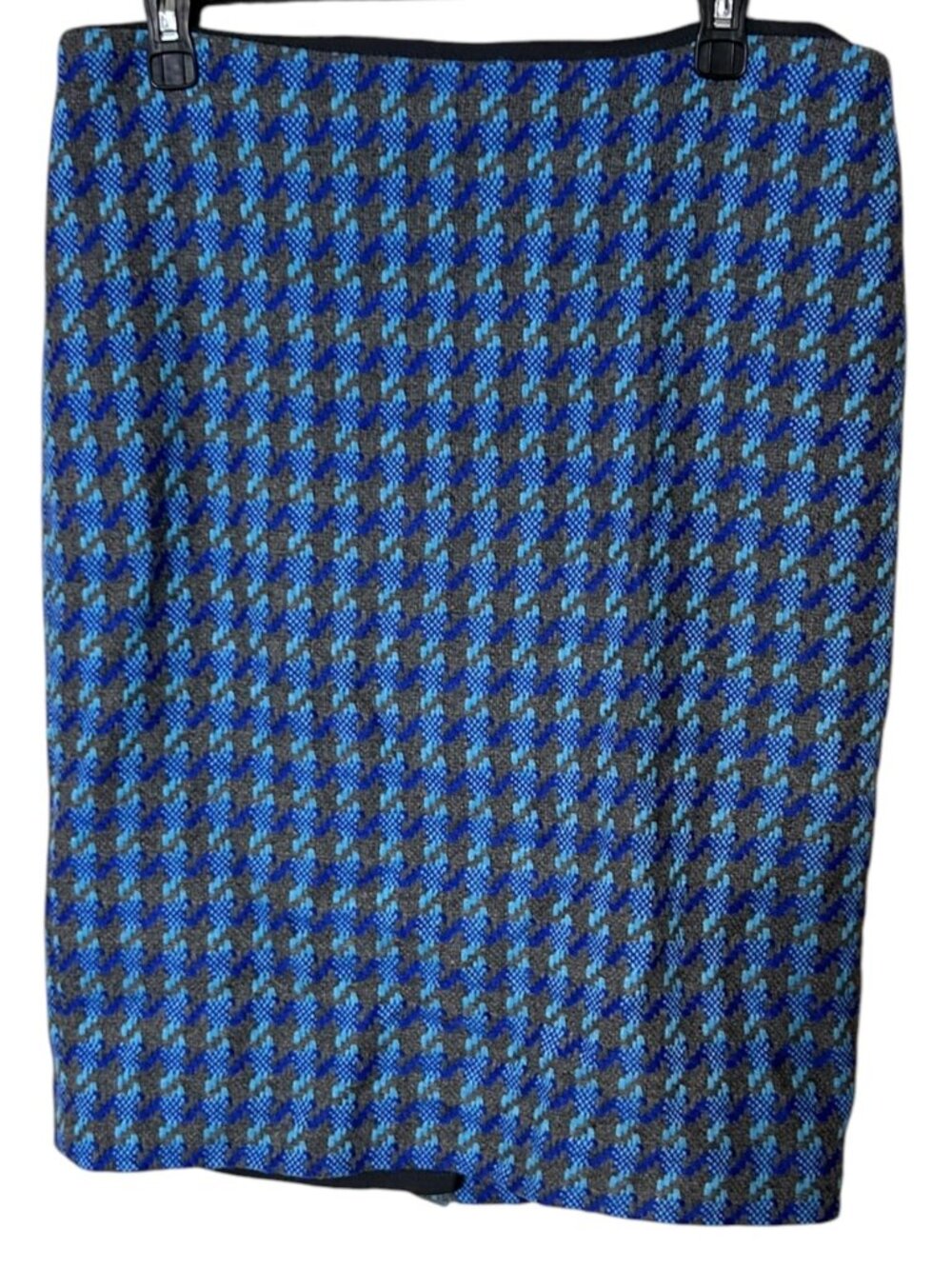 Talbots Houndstooth Pencil Skirt Blue Turquoise Gray Lined Size 10